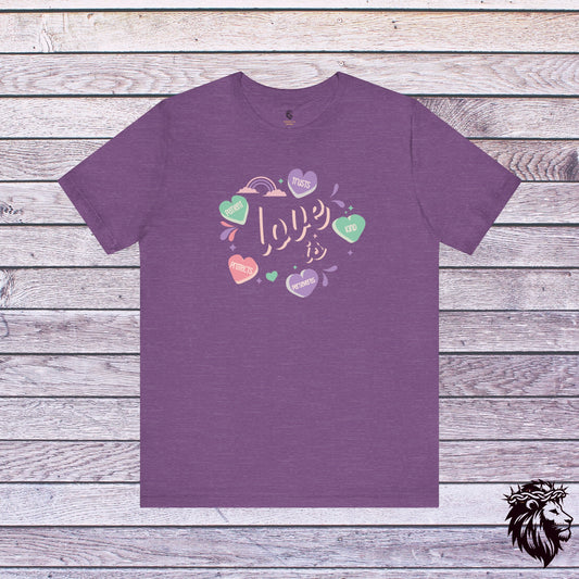 "Love is"... T-Shirt, Women's Christian T-Shirt, Faith Shirt, Christian Gift, Church Shirt, Bible Verse Shirt, Gift for Mom, 1 Corinthians 13 Shirt