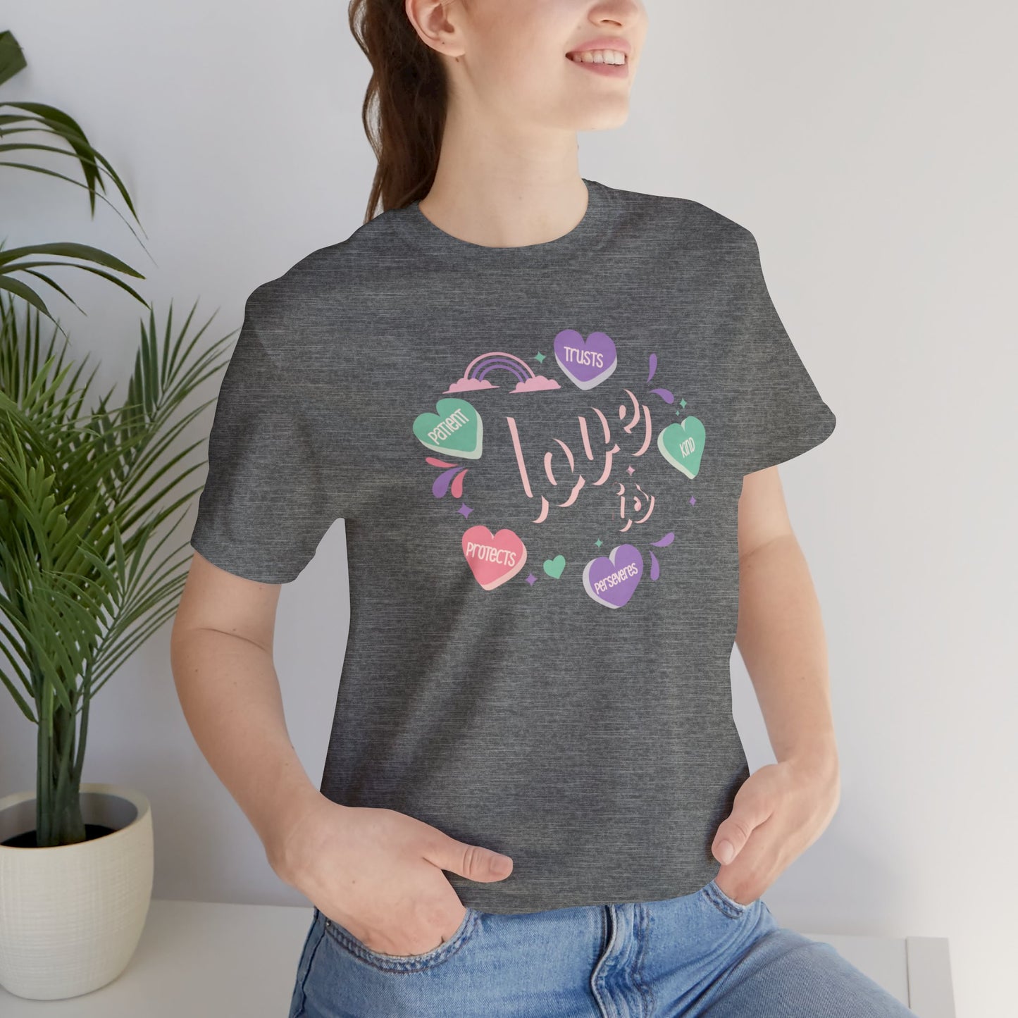 "Love is"... T-Shirt, Women's Christian T-Shirt, Faith Shirt, Christian Gift, Church Shirt, Bible Verse Shirt, Gift for Mom, 1 Corinthians 13 Shirt