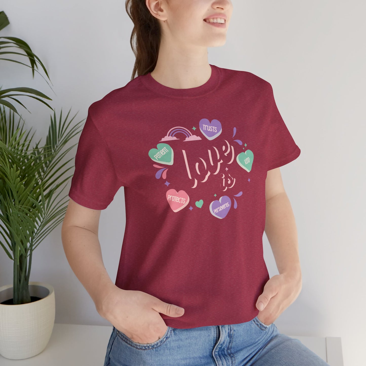 "Love is"... T-Shirt, Women's Christian T-Shirt, Faith Shirt, Christian Gift, Church Shirt, Bible Verse Shirt, Gift for Mom, 1 Corinthians 13 Shirt