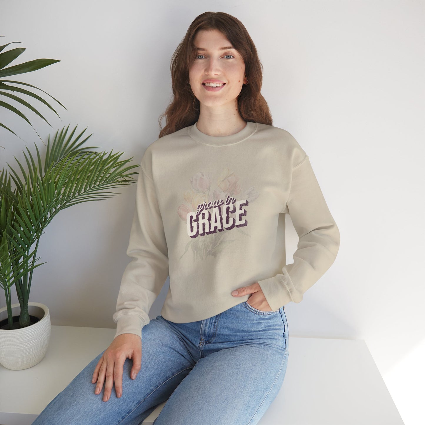 Grow in Grace Crewneck Sweatshirt, Faith Shirt, Christian Gift, Church Shirt, Bible Verse Sweatshirt, Gifts for Mom, Valentines Day, Christian Shirt