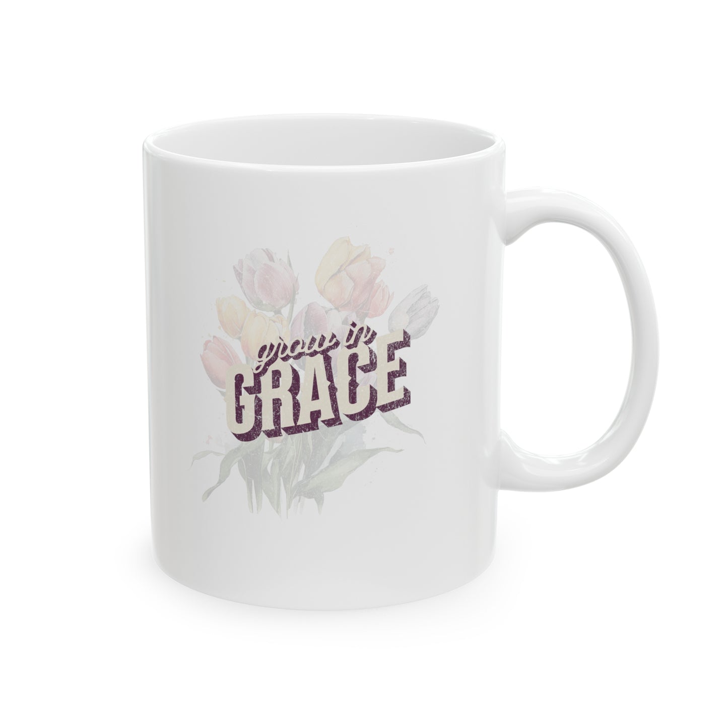 Grow in Grace Ceramic Mug 11oz, Christian Coffee Mug, Christian Gift, Gift for Mom