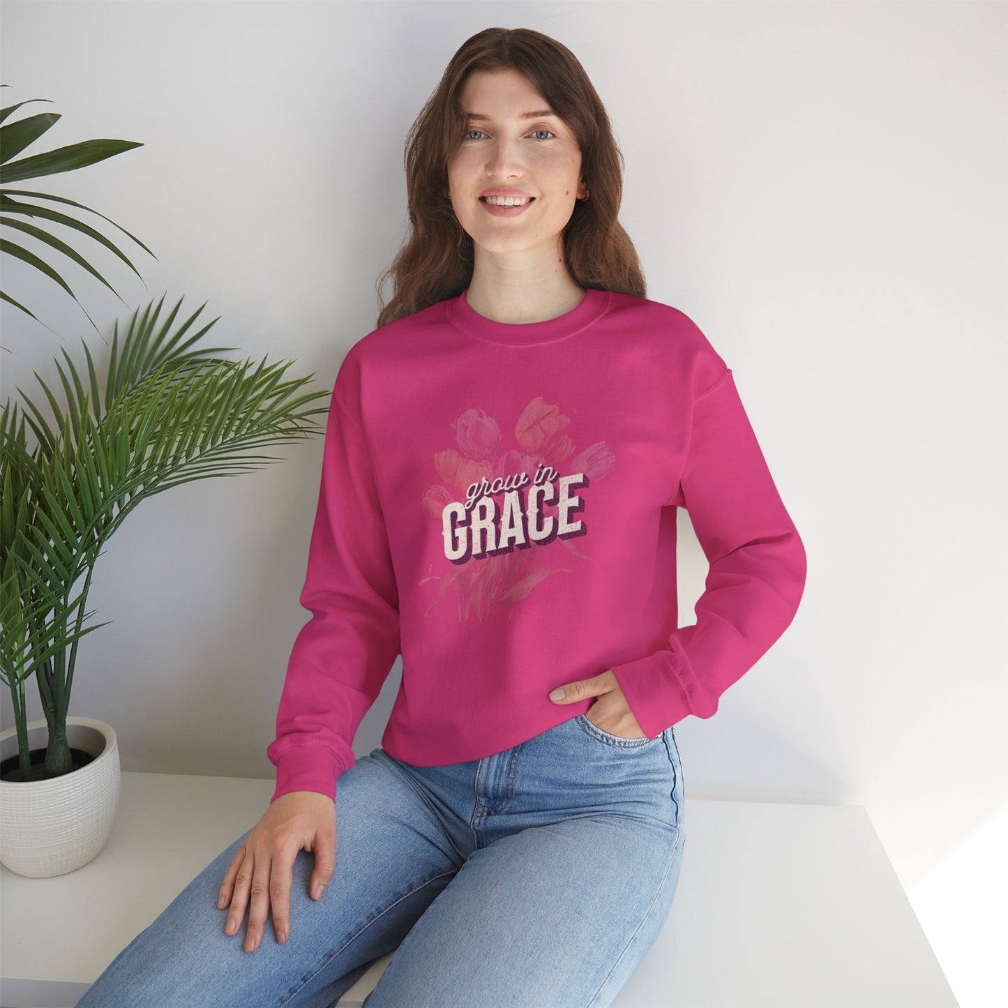 Grow in Grace Crewneck Sweatshirt, Faith Shirt, Christian Gift, Church Shirt, Bible Verse Sweatshirt, Gifts for Mom, Valentines Day, Christian Shirt