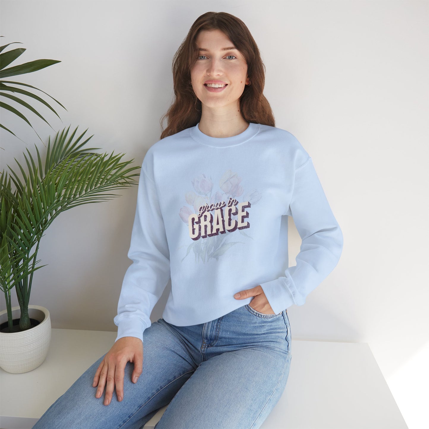 Grow in Grace Crewneck Sweatshirt, Faith Shirt, Christian Gift, Church Shirt, Bible Verse Sweatshirt, Gifts for Mom, Valentines Day, Christian Shirt