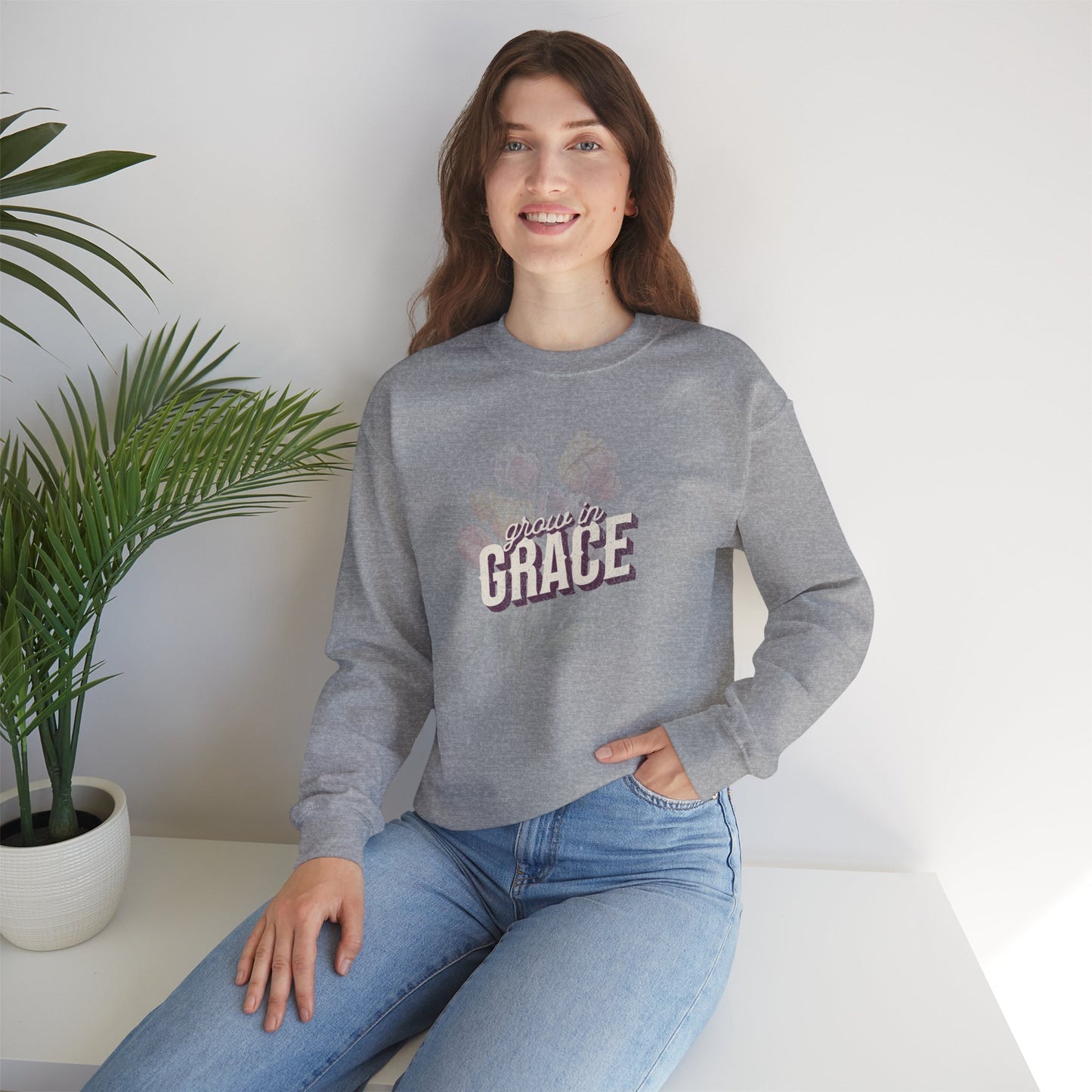 Grow in Grace Crewneck Sweatshirt, Faith Shirt, Christian Gift, Church Shirt, Bible Verse Sweatshirt, Gifts for Mom, Valentines Day, Christian Shirt