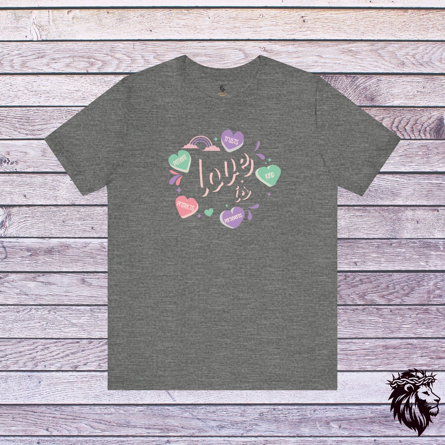 "Love is"... T-Shirt, Women's Christian T-Shirt, Faith Shirt, Christian Gift, Church Shirt, Bible Verse Shirt, Gift for Mom, 1 Corinthians 13 Shirt