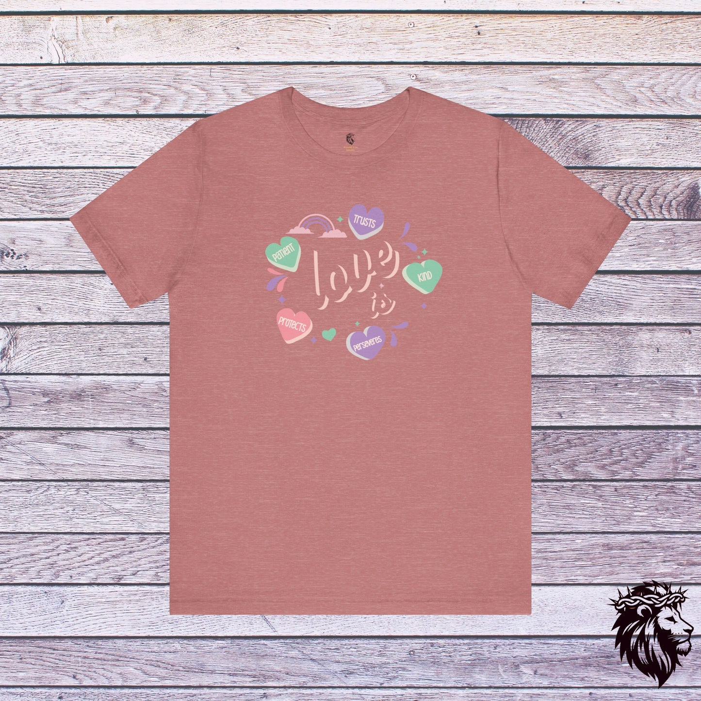 "Love is"... T-Shirt, Women's Christian T-Shirt, Faith Shirt, Christian Gift, Church Shirt, Bible Verse Shirt, Gift for Mom, 1 Corinthians 13 Shirt