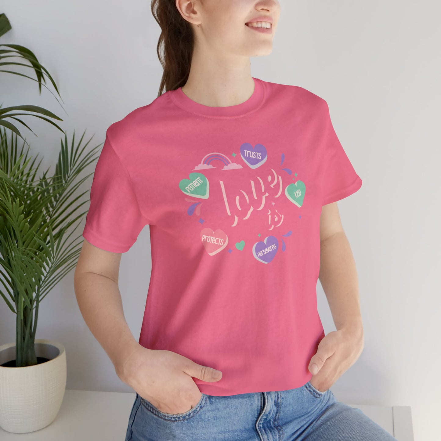 "Love is"... T-Shirt, Women's Christian T-Shirt, Faith Shirt, Christian Gift, Church Shirt, Bible Verse Shirt, Gift for Mom, 1 Corinthians 13 Shirt