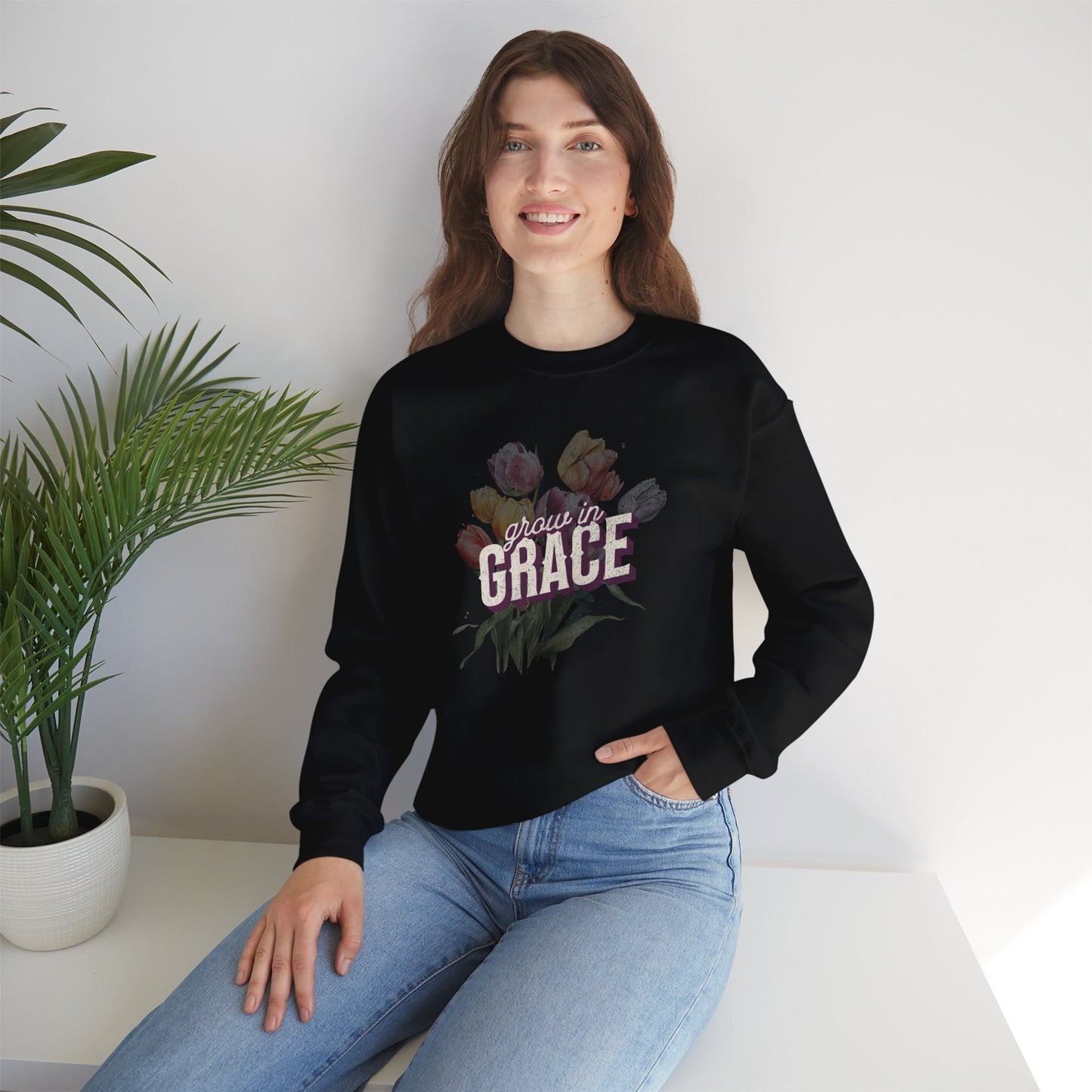 Grow in Grace Crewneck Sweatshirt, Faith Shirt, Christian Gift, Church Shirt, Bible Verse Sweatshirt, Gifts for Mom, Valentines Day, Christian Shirt