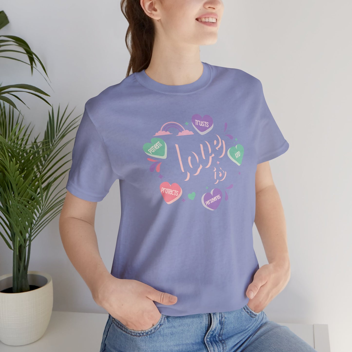 "Love is"... T-Shirt, Women's Christian T-Shirt, Faith Shirt, Christian Gift, Church Shirt, Bible Verse Shirt, Gift for Mom, 1 Corinthians 13 Shirt